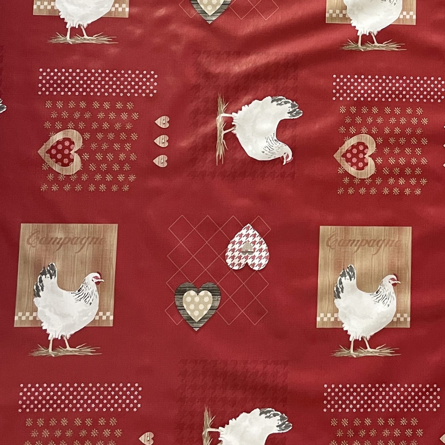 Wachstuch Tischdecke Hühner rot