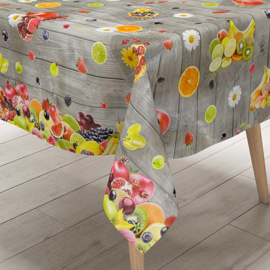 Wachstuch Tischdecke Bordürenmuster 194B Früchte Holz Sommer eckig rund oval