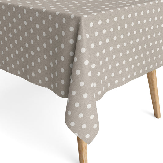 Jacquard tablecloth made of coated cotton with stain protection VAN GOGH Blanco beige dots square round oval