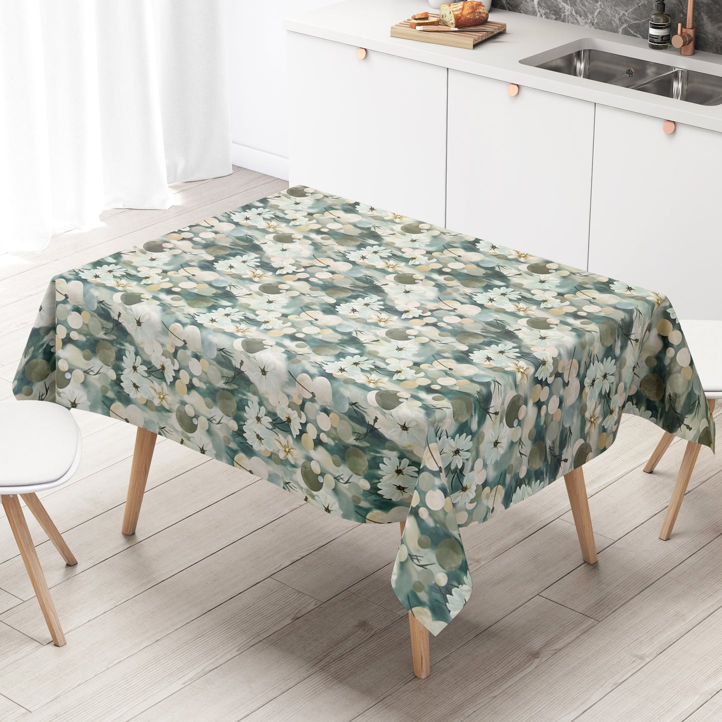 KEVKUS Wachstuch Tischdecke 35906 Modern Kreise Blüten Herbst wählbar in eckig, rund und oval -