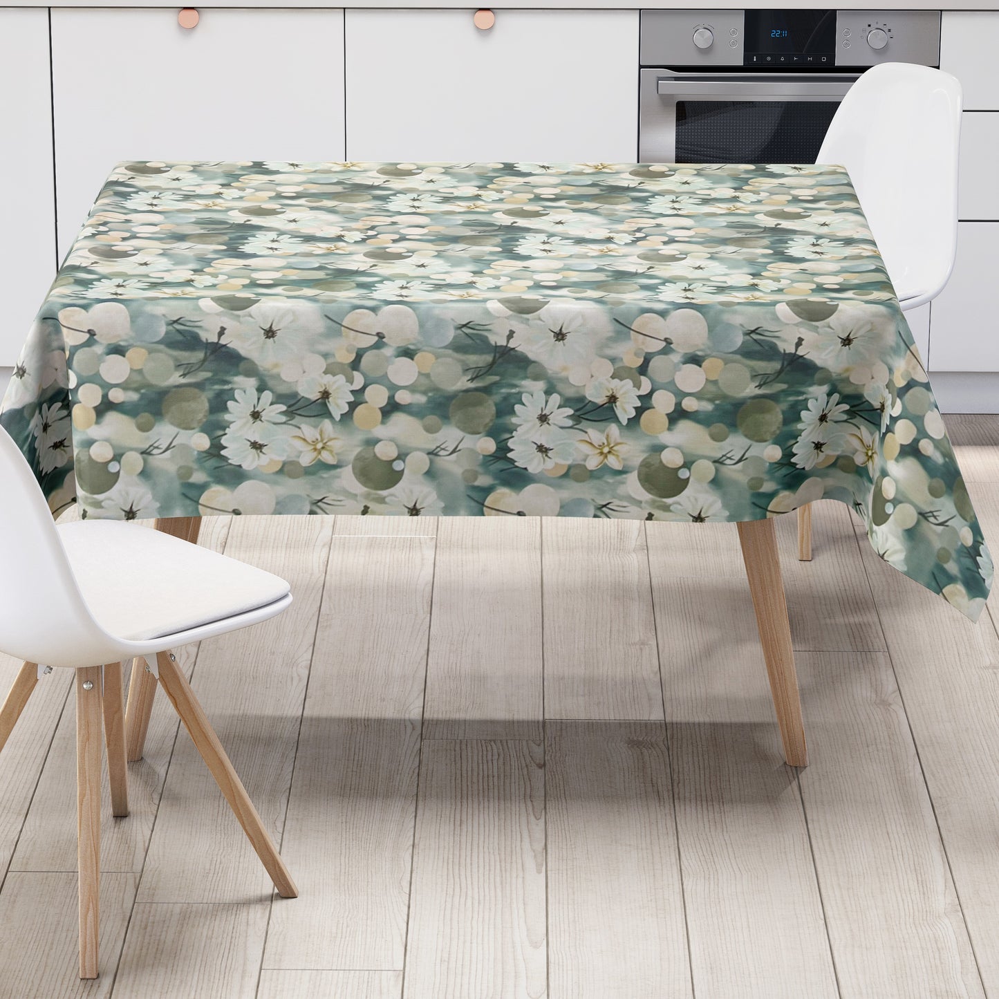 KEVKUS Wachstuch Tischdecke 35906 Modern Kreise Blüten Herbst wählbar in eckig, rund und oval -