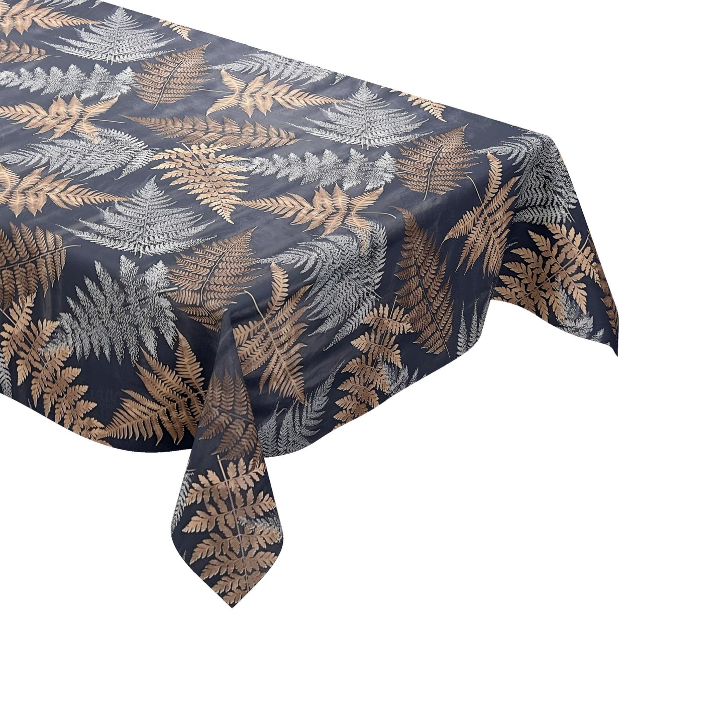 KEVKUS Wachstuch Tischdecke 36750 Marine Bronze Farn Dschungel Monstera wählbar in eckig, rund und oval -
