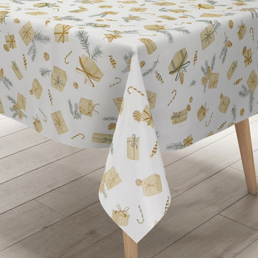 Wachstuch Tischdecke Weihnachten X-Mas Geschenke