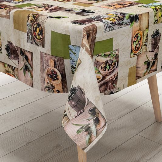 Wachstuch Tischdecke Oliven Holz