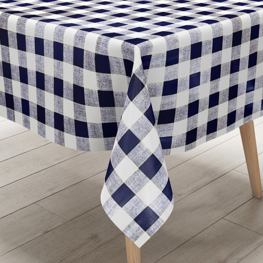 Wachstuch Tischdecke kariert marineblau
