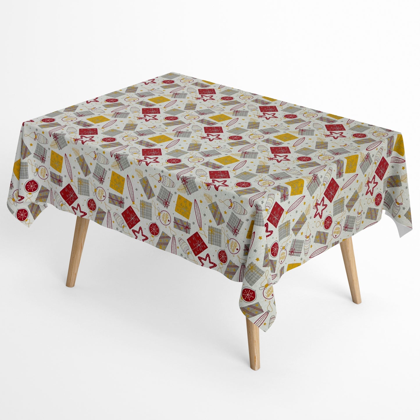 Baumwolltischdecke Weihnachten Advent ARSONA C-101 Geschenke Weihnachtskugeln eckig rund oval