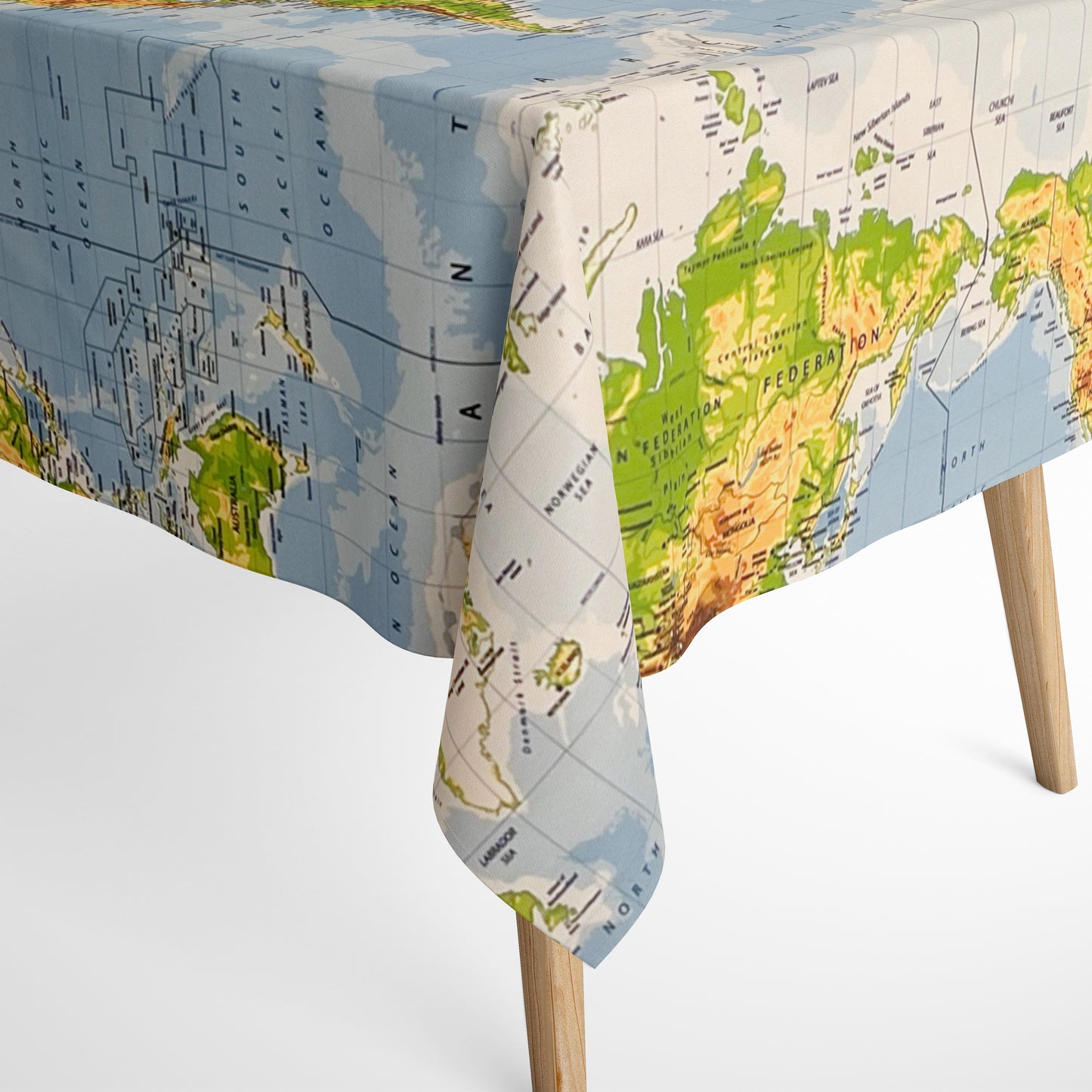 textile Tischdecke Weltkarte Atlas