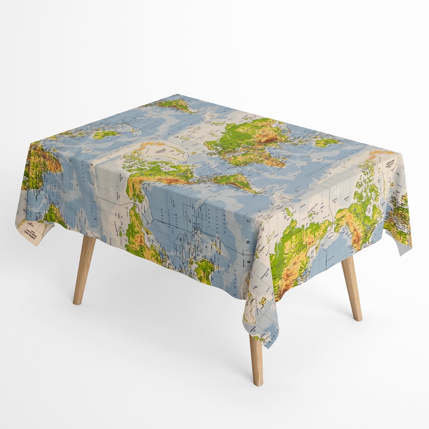 textile Tischdecke Weltkarte Atlas