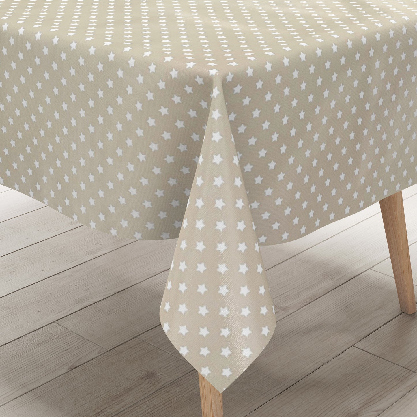 KEVKUS Wachstuch Tischdecke B1524-01 beige Sterne Weihnachten Winter wählbar in eckig, rund und oval -