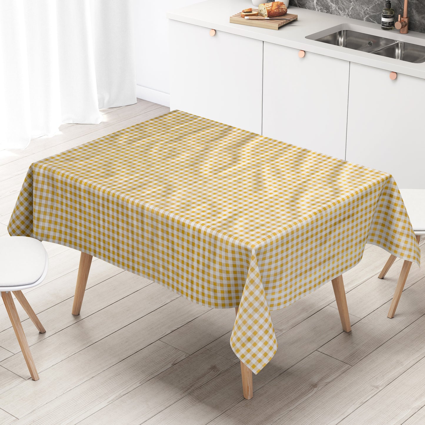 Wachstuch Tischdecke kariert gelb