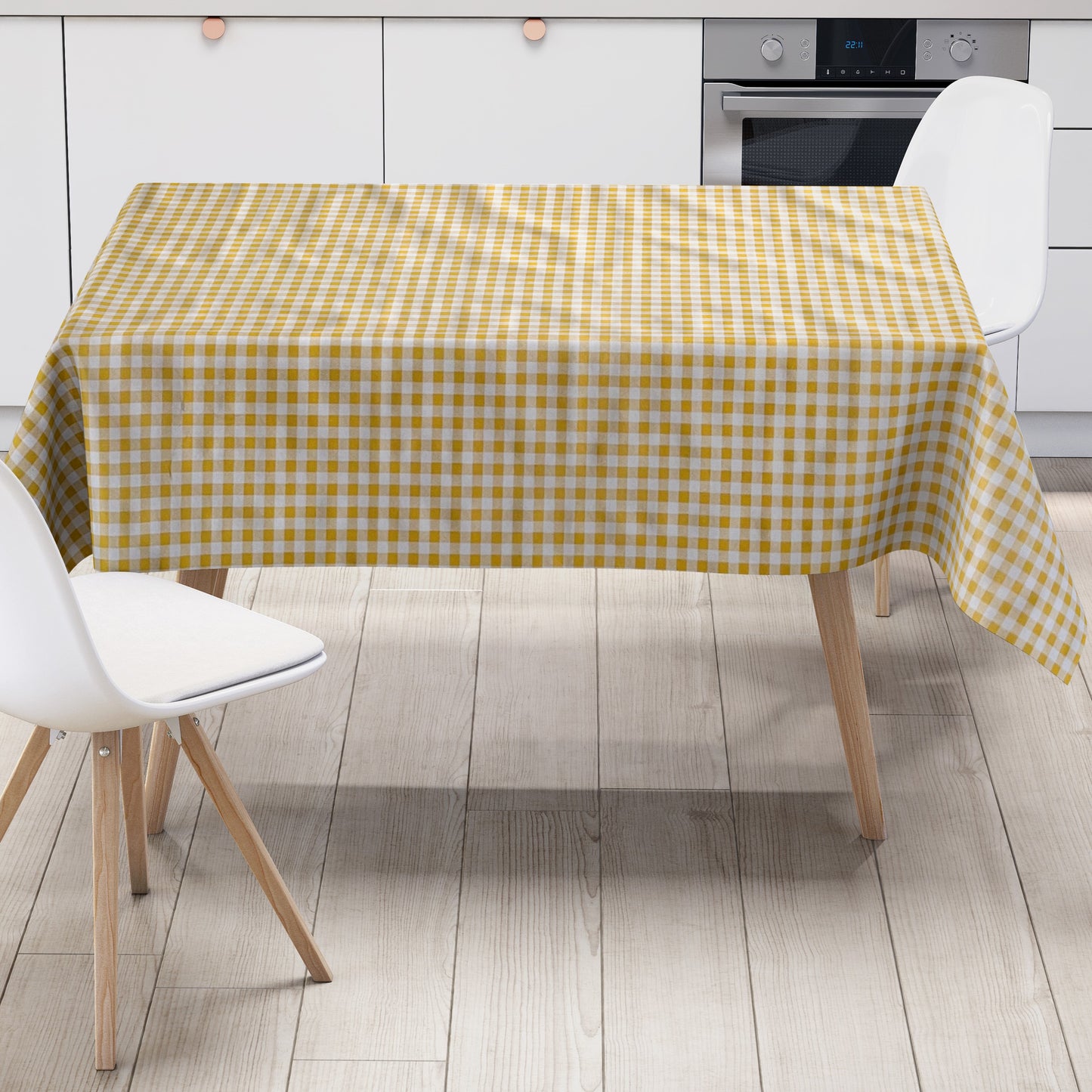 Wachstuch Tischdecke kariert gelb
