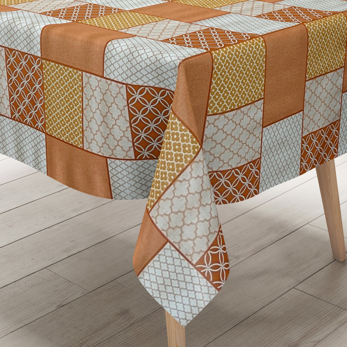 Wachstuch Tischdecke karo orange