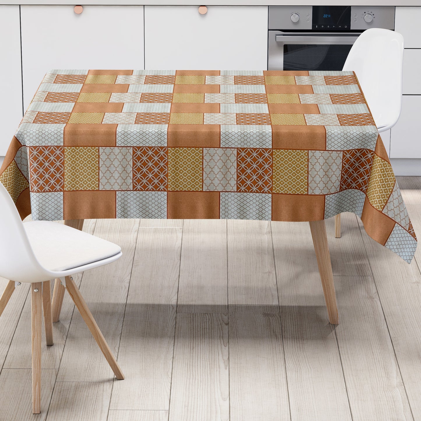 Wachstuch Tischdecke karo orange