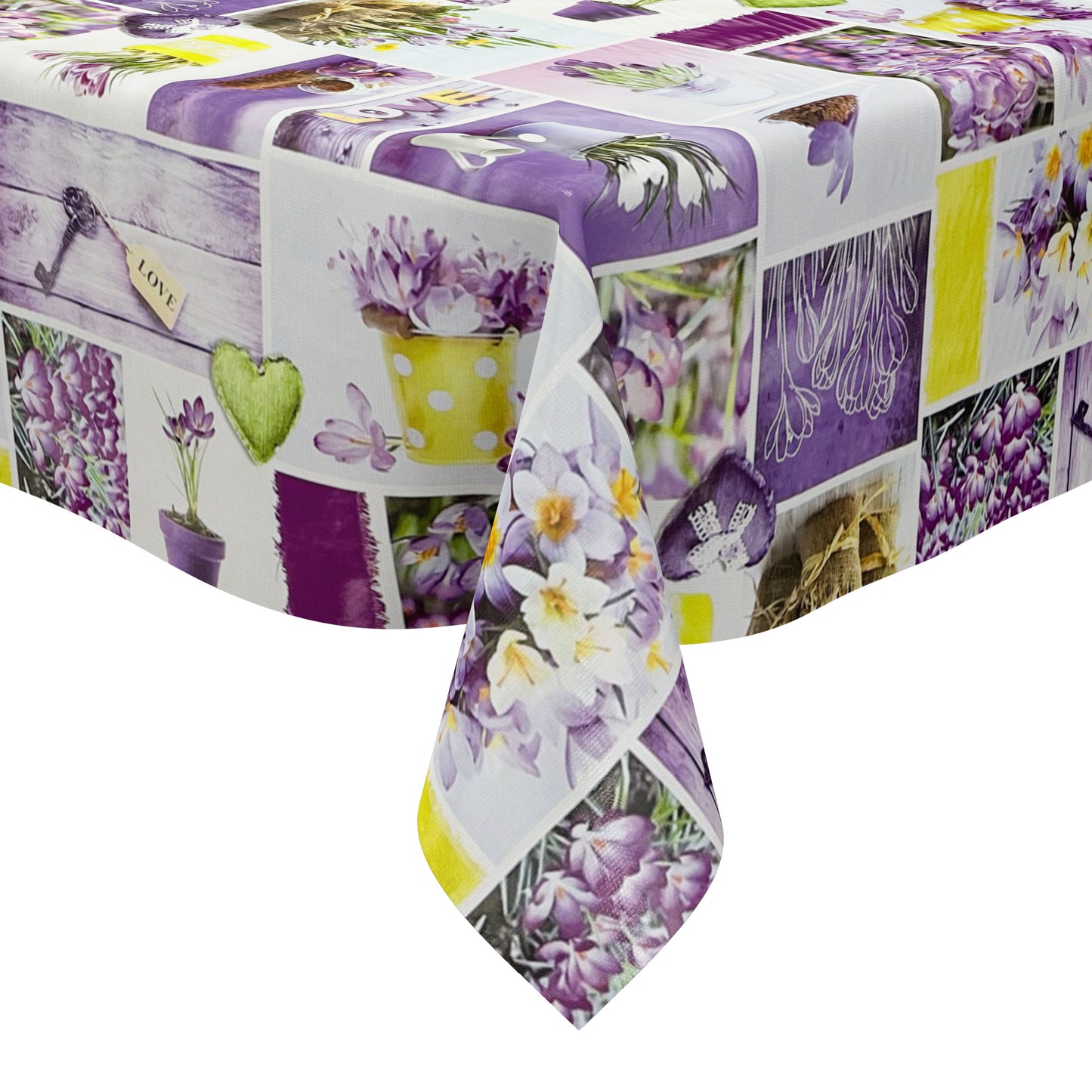 Nappe en toile cirée B4003-01 Crocos violet Spring Love carrée ronde ovale
