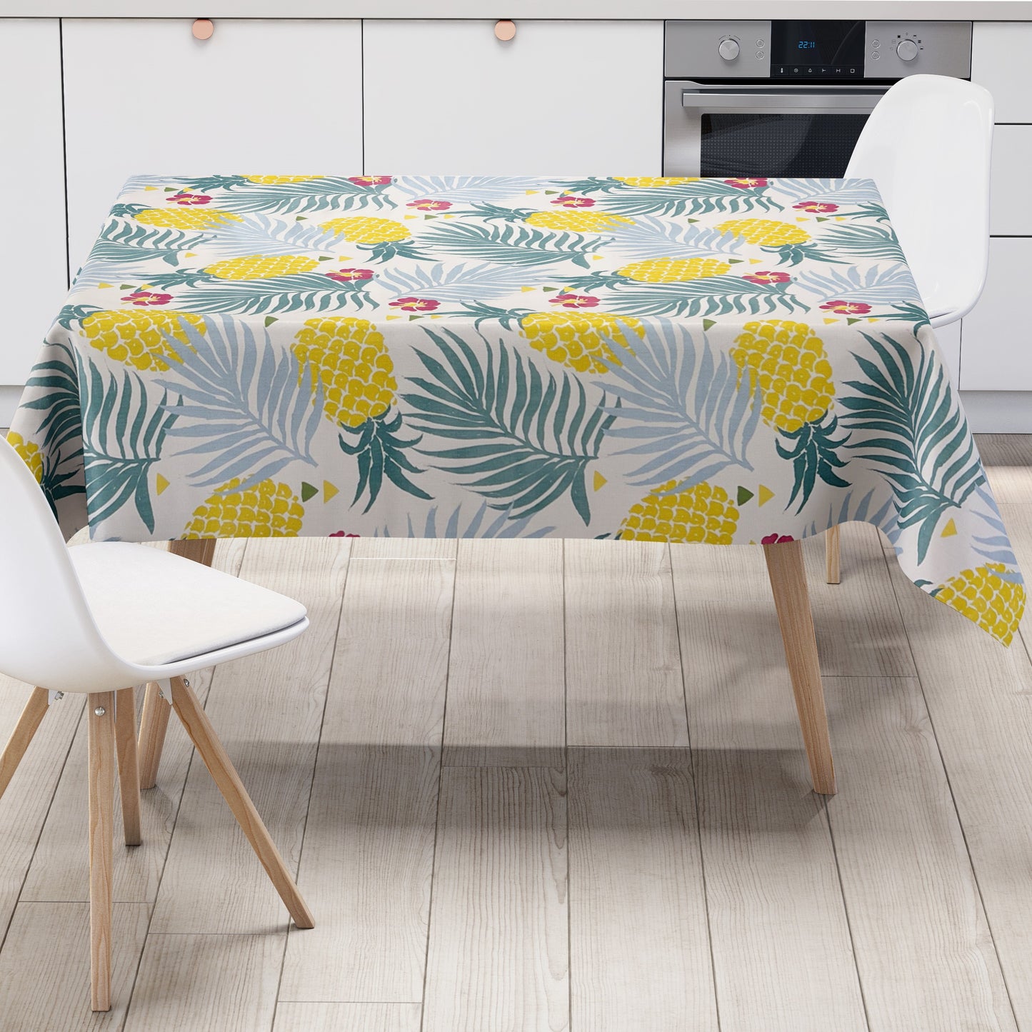 Wachstuch Tischdecke Ananas weiss Dschungel