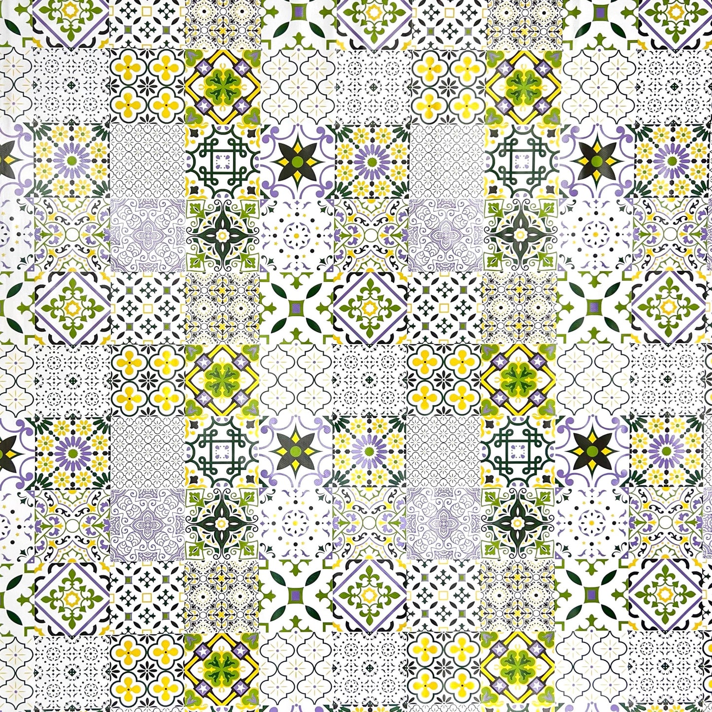 Wachstuch Tischdecke Fliesen lila grün gelb Mosaik