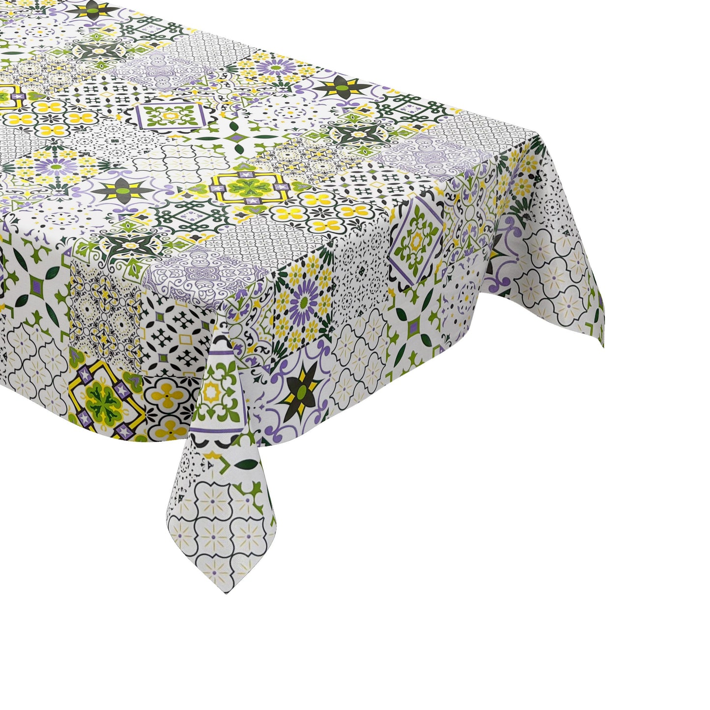 Wachstuch Tischdecke Fliesen lila grün gelb Mosaik
