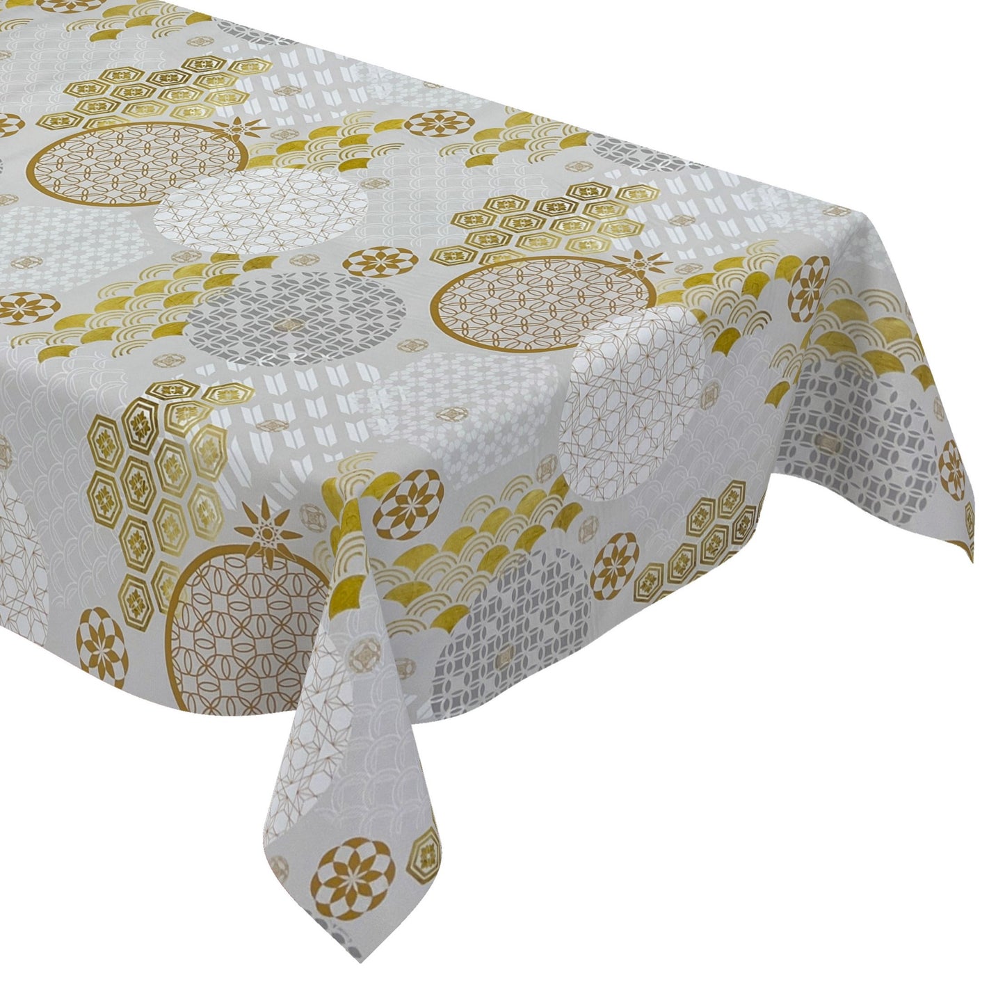 KEVKUS Wachstuch Tischdecke B5023-01 Weihnachten Advent Gold Grau wählbar in eckig, rund und oval -