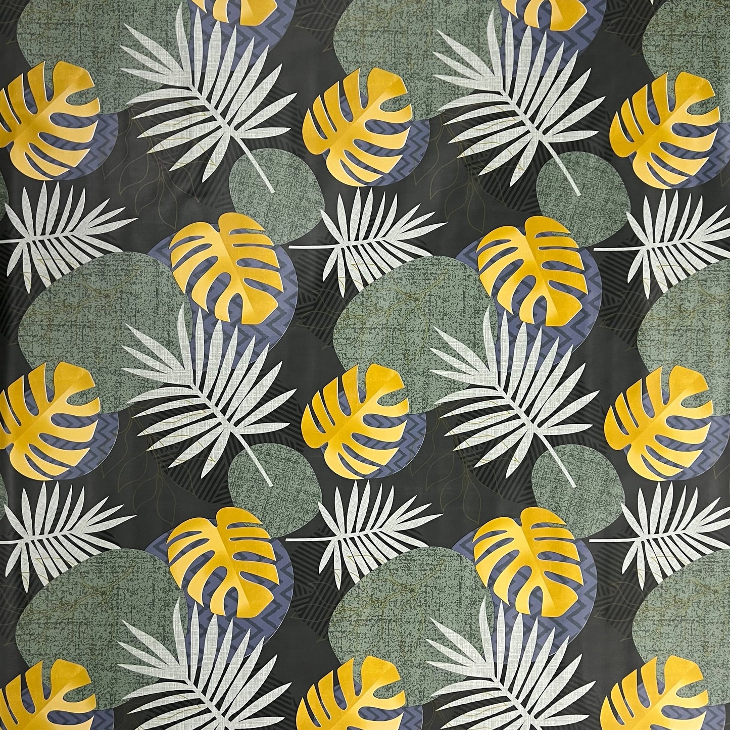Wachstuch Tischdecke B5054-02 grün gold Dschungel Monstera Palmen eckig rund oval Meterware