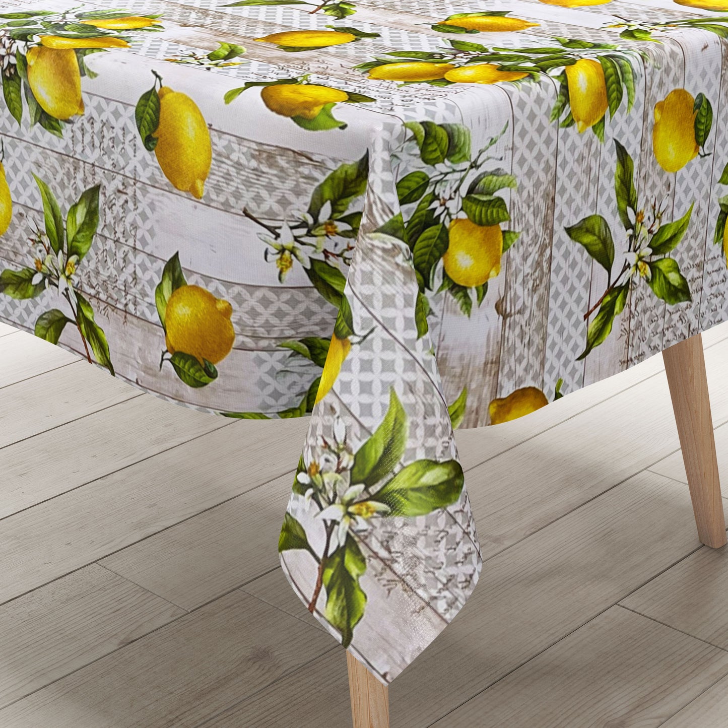 Wachstuch Tischdecke Zitrone Holz