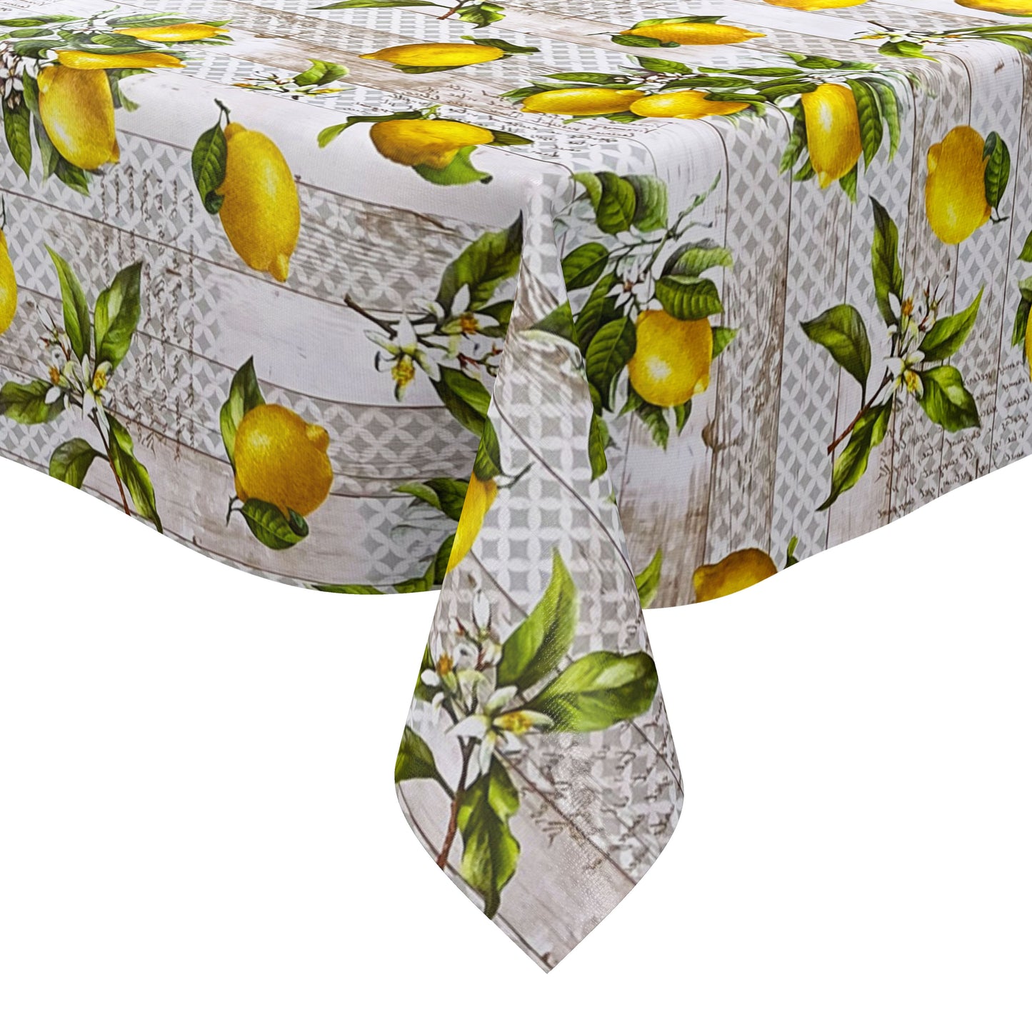 Nappe en toile cirée B6006-01 citrons sur bois carrée ronde ovale