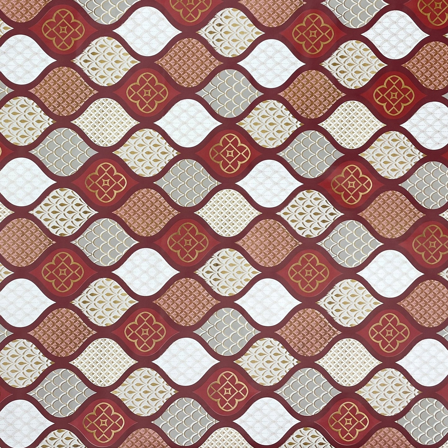 KEVKUS Wachstuch Tischdecke B6014-02 grau rot Weihnachten Ornamente Orient wählbar in eckig, rund und oval -