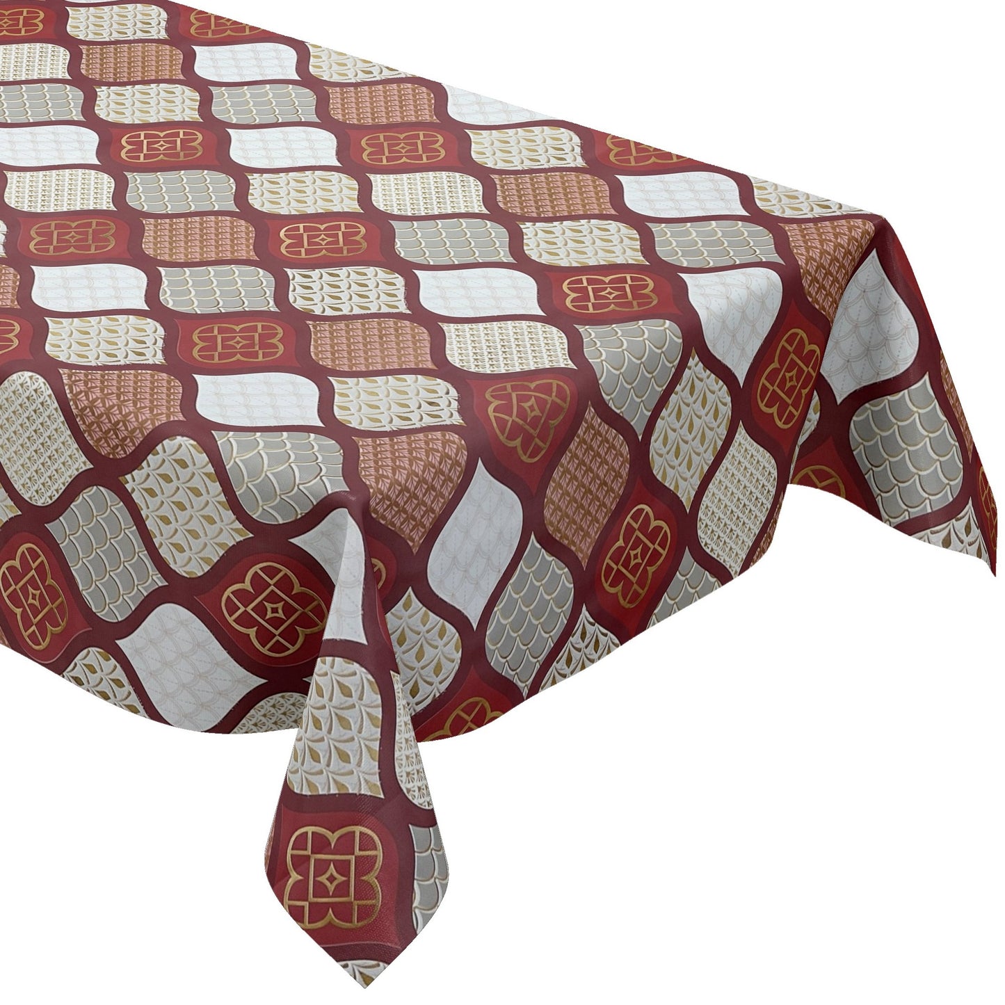 KEVKUS Wachstuch Tischdecke B6014-02 grau rot Weihnachten Ornamente Orient wählbar in eckig, rund und oval -