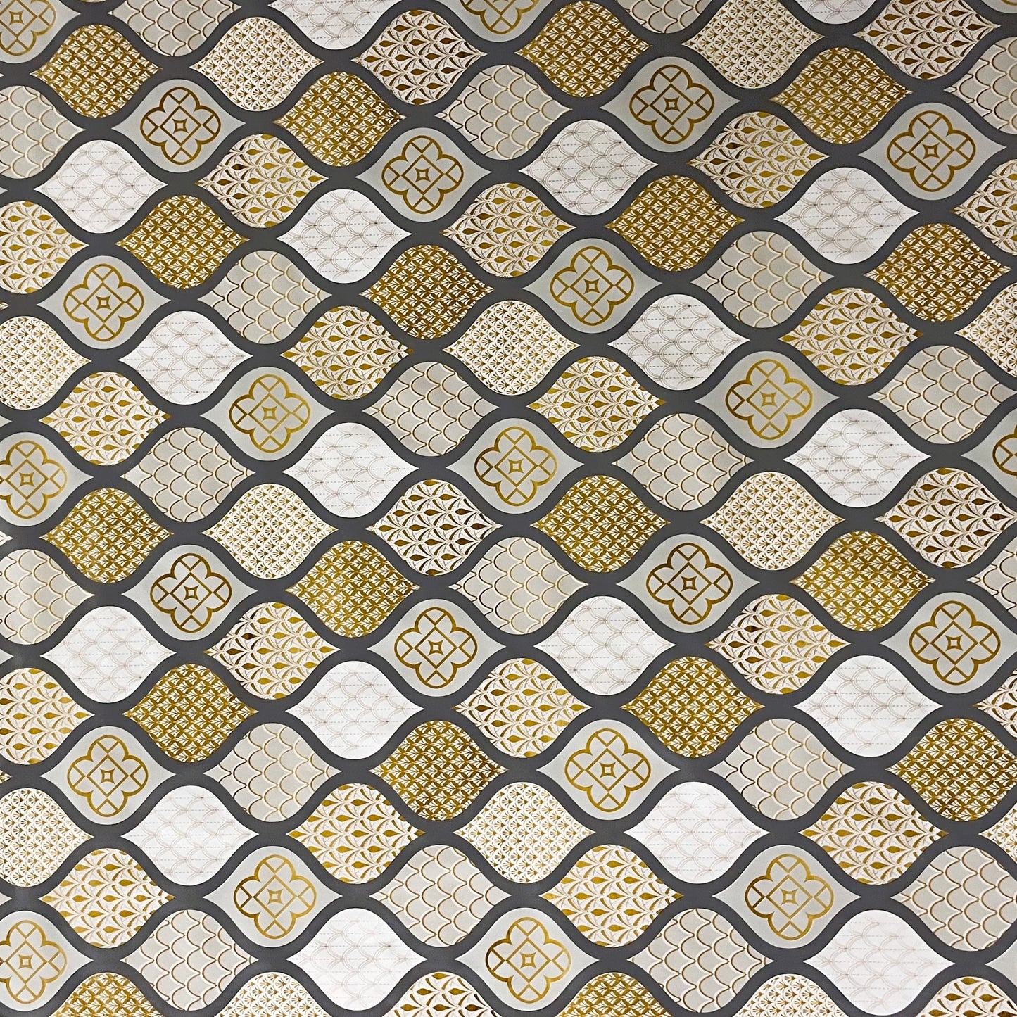 KEVKUS Wachstuch Tischdecke B6014-04 gold grau Weihnachten Ornamente Orient wählbar in eckig, rund und oval -