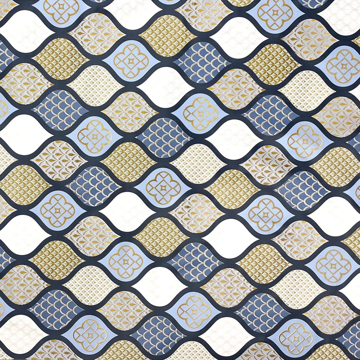 KEVKUS Wachstuch Tischdecke B6014-05 gold blau Weihnachten Ornamente Orient wählbar in eckig, rund und oval -