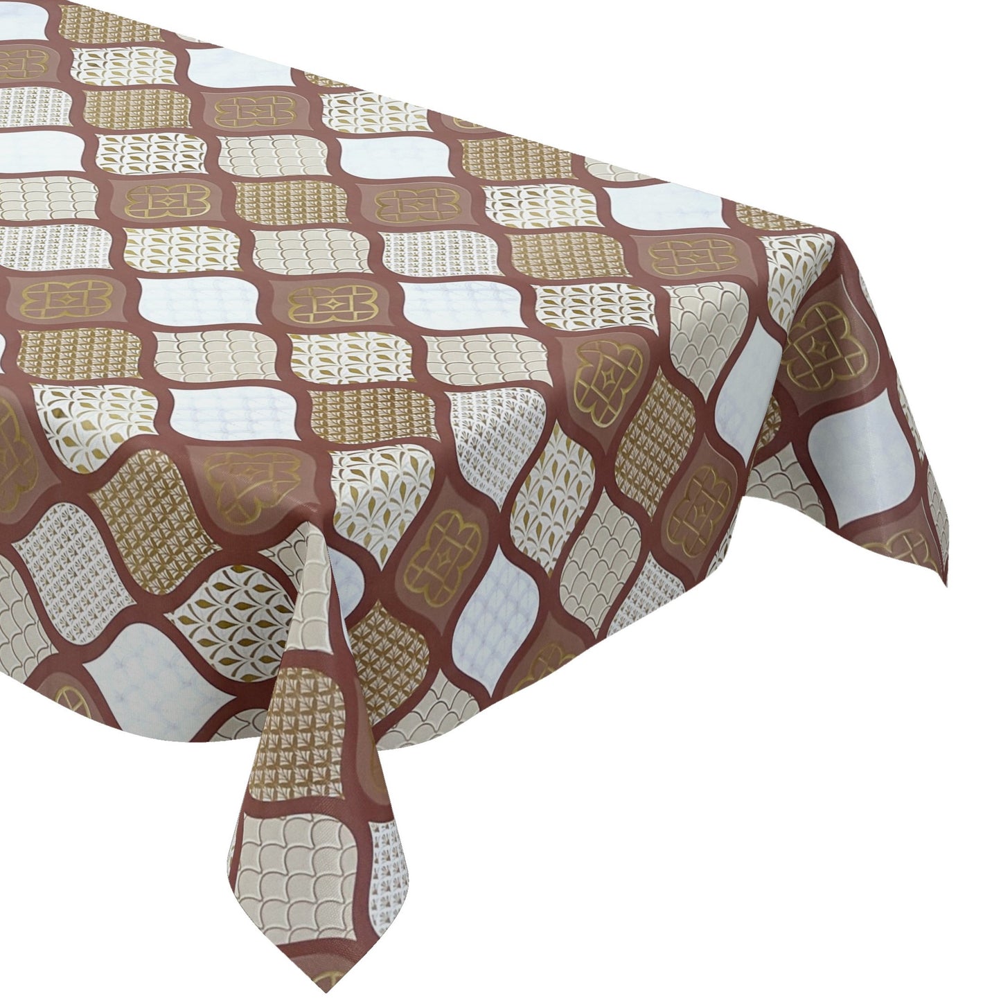 KEVKUS Wachstuch Tischdecke B6014-06 gold braun bordeaux Weihnachten Ornamente Orient wählbar in eckig, rund und oval -