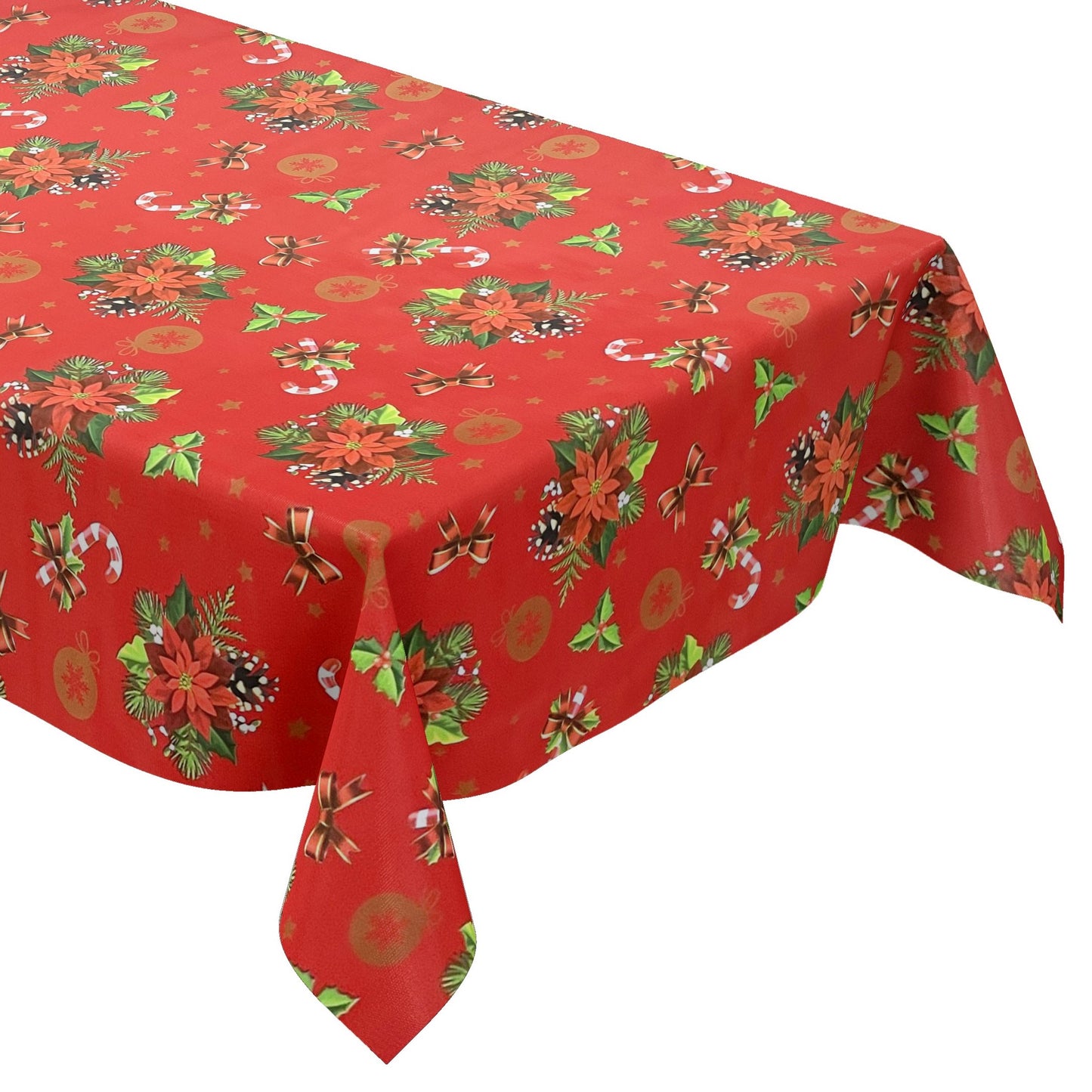 KEVKUS Wachstuch Tischdecke B6023-03 rot Weihnachten Weihnachtsstern wählbar in eckig, rund und oval -