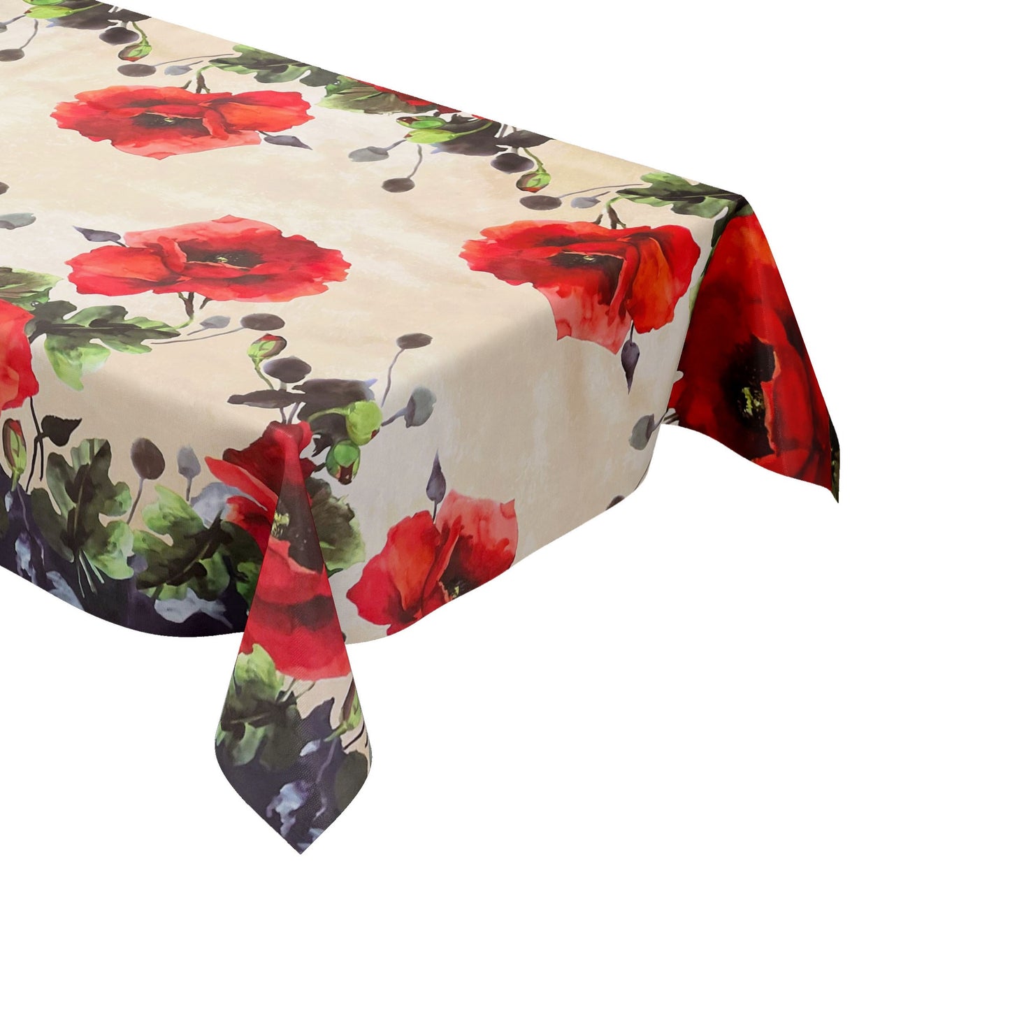 Wachstuch Tischdecke Mohnblumen beige