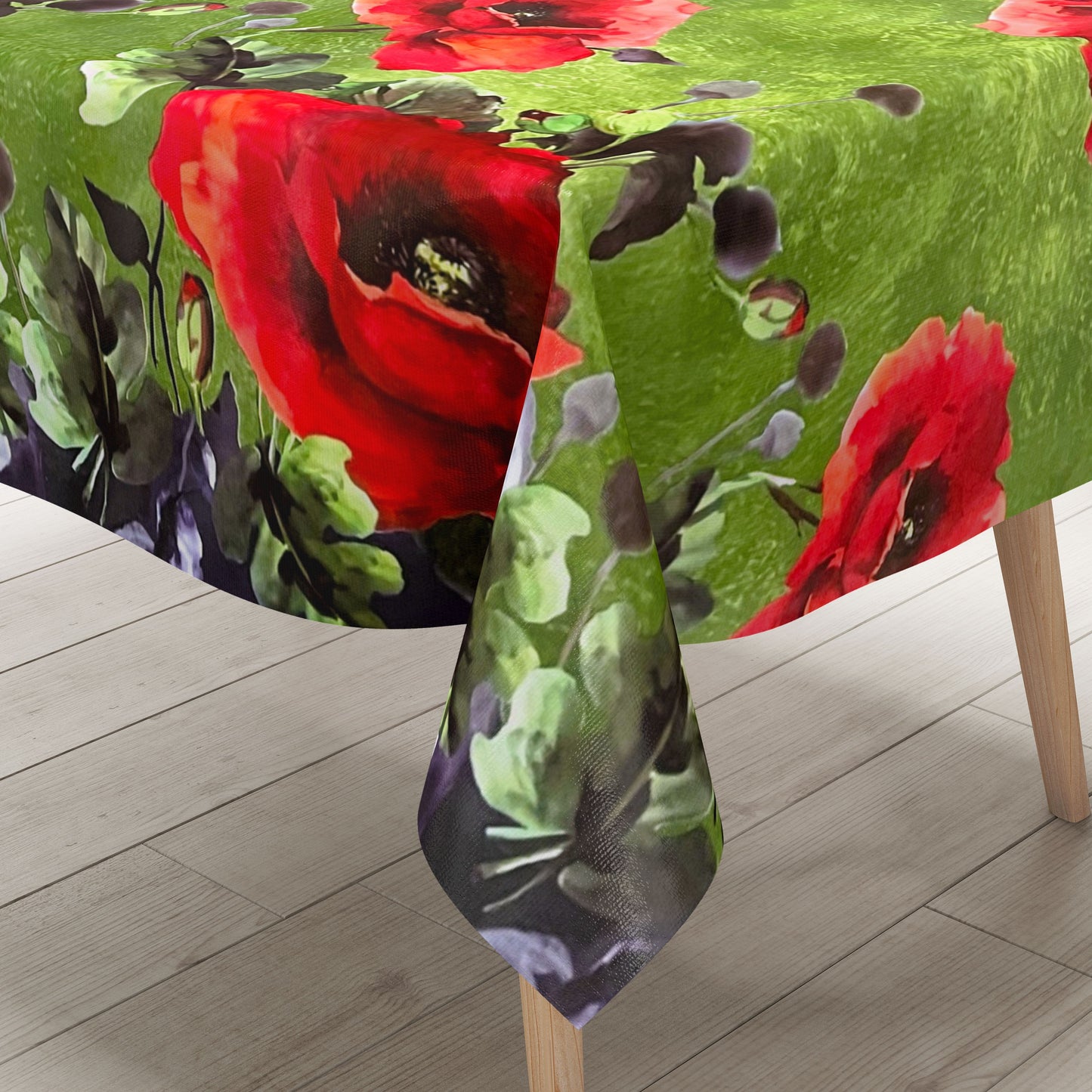 Wachstuch Tischdecke Mohn Bordürenmuster