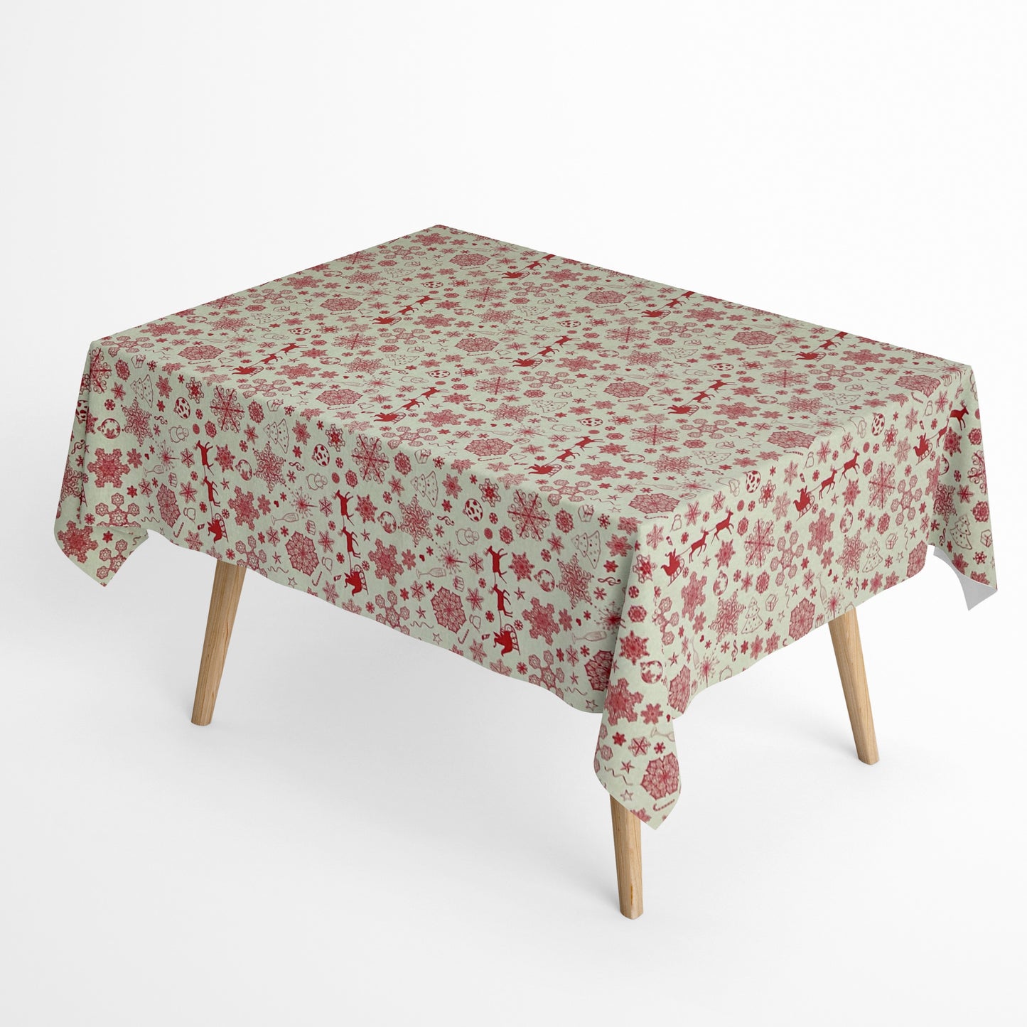 Baumwolltischdecke Weihnachten Advent BERINN C-198 beige Schneeflocken eckig rund oval