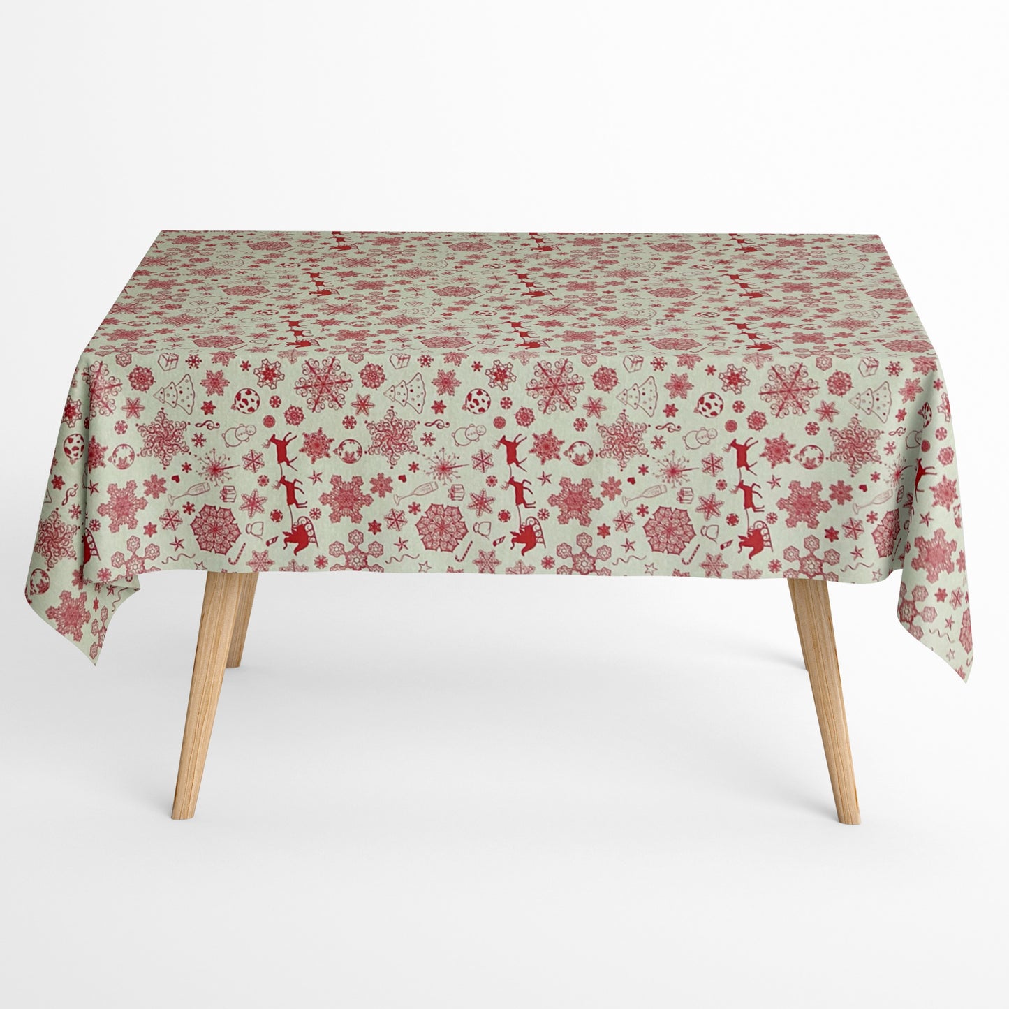 Baumwolltischdecke Weihnachten Advent BERINN C-198 beige Schneeflocken eckig rund oval