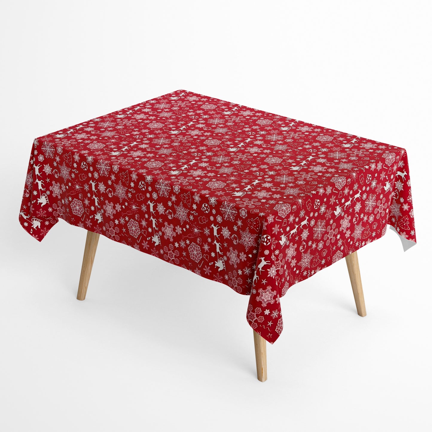 Baumwolltischdecke Weihnachten Advent BERINN C-402 rot Schneeflocken eckig rund oval