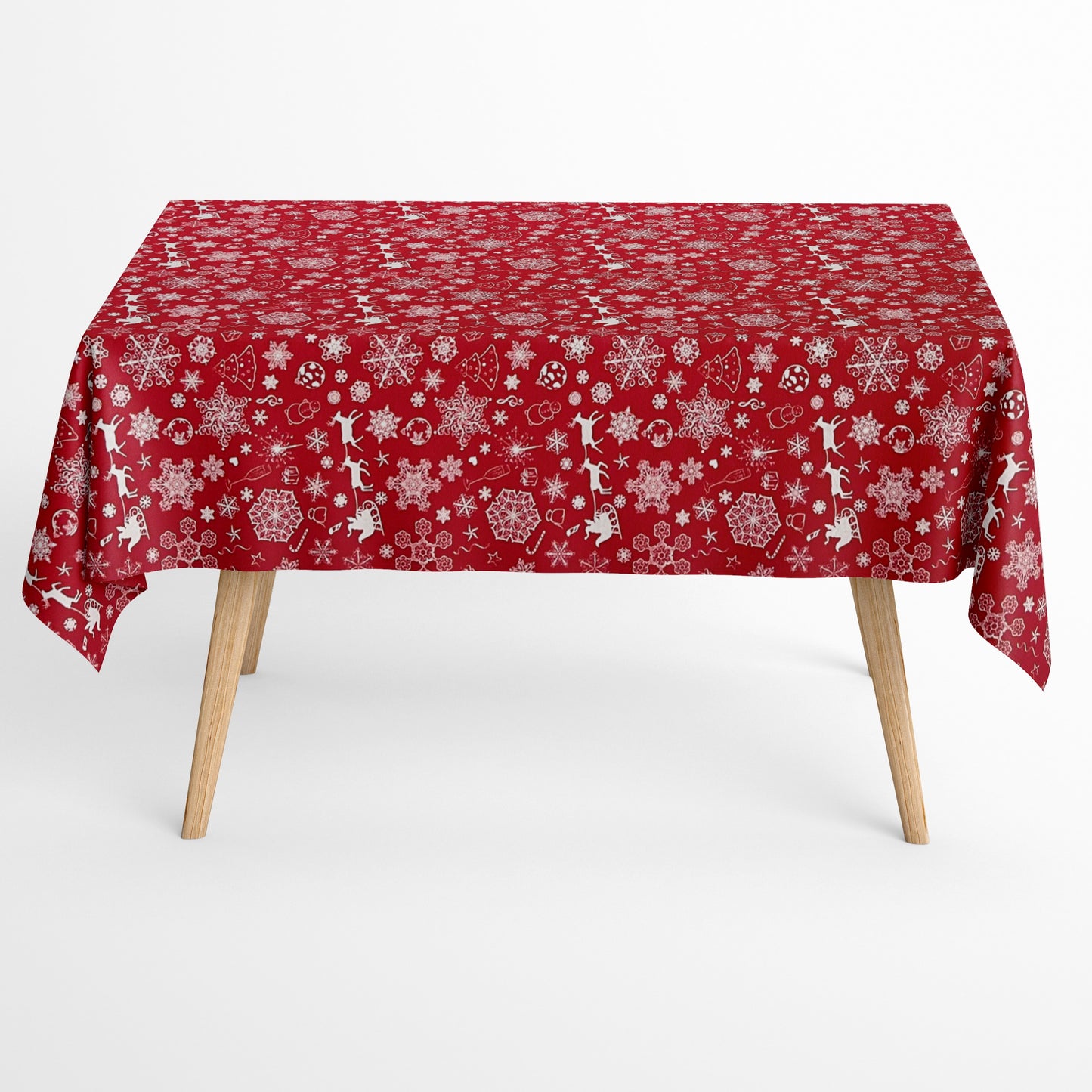 Baumwolltischdecke Weihnachten Advent BERINN C-402 rot Schneeflocken eckig rund oval
