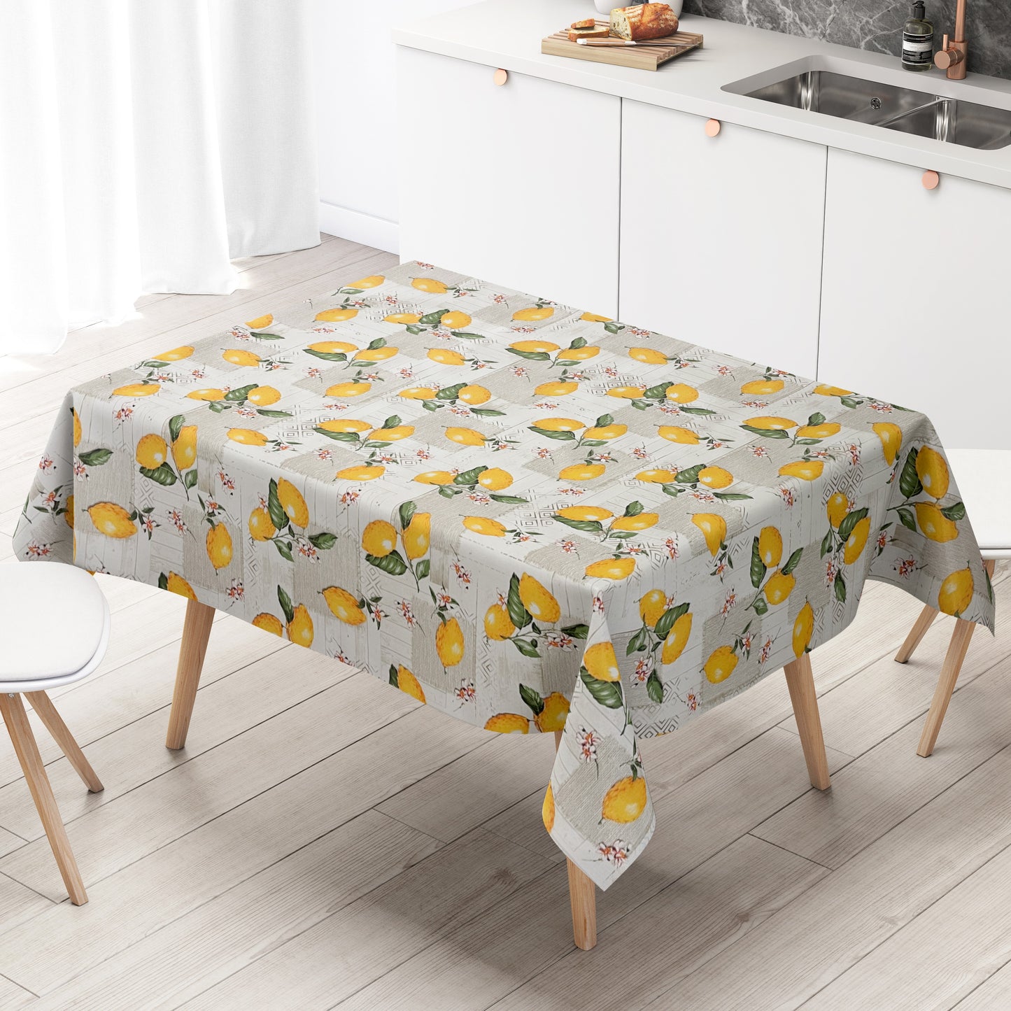Wachstuch Tischdecke Zitrone Holz