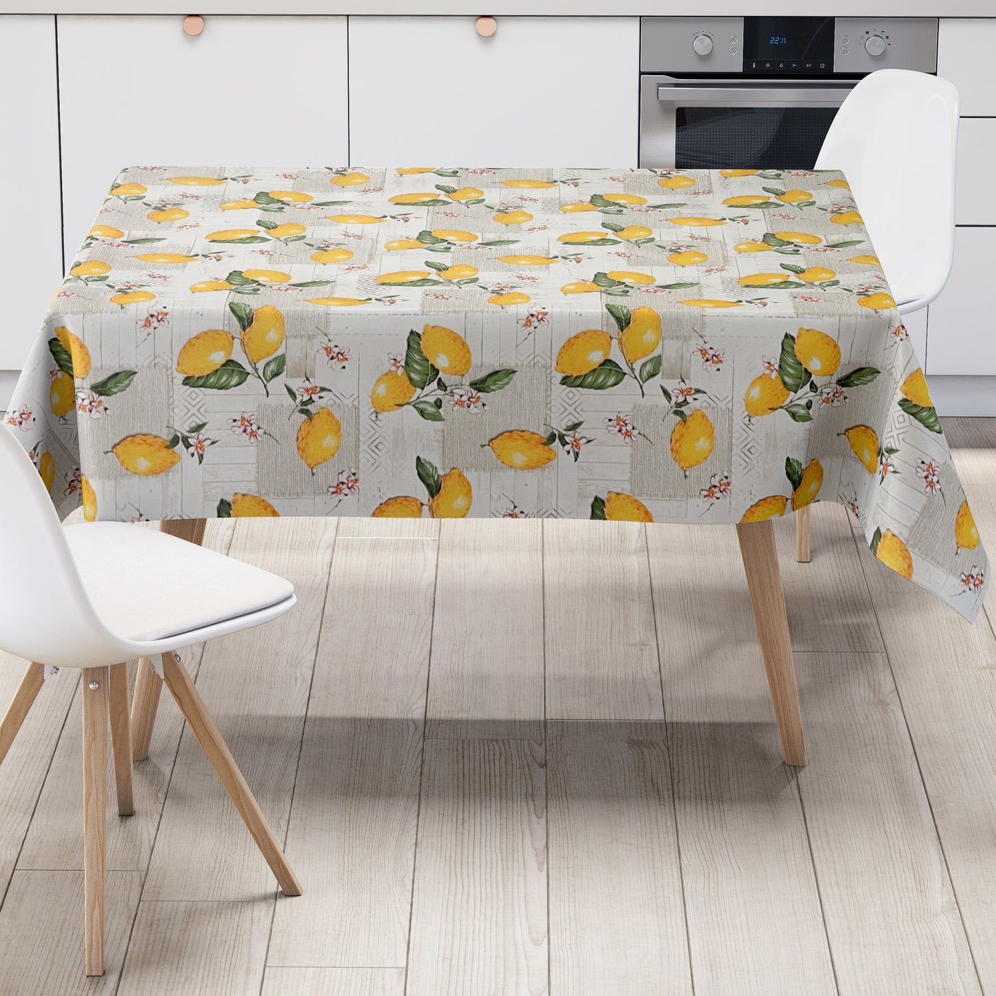 Wachstuch Tischdecke Zitrone Holz