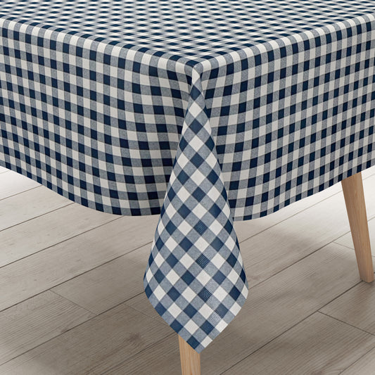 Wachstuch Tischdecke kariert Vichy dunkelblau