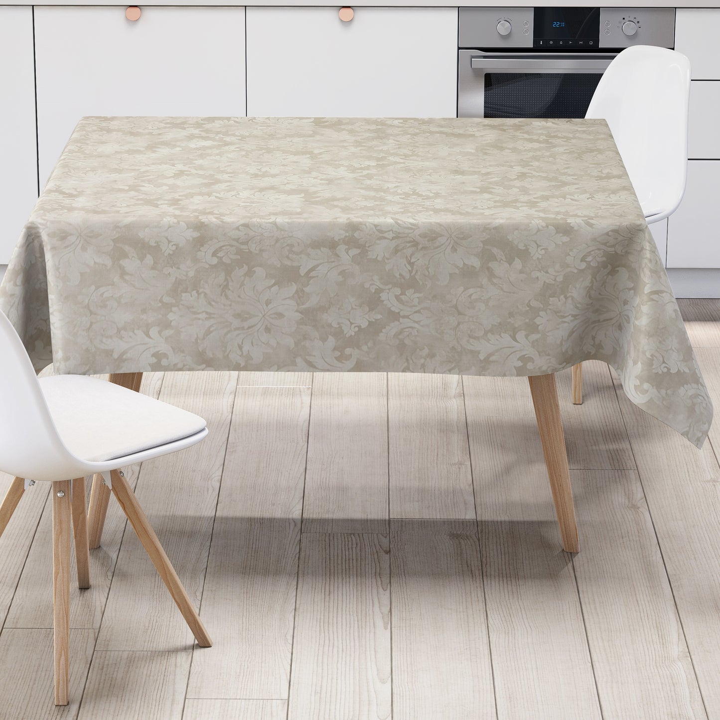 Wachstuch Tischdecke Ornamente Barock beige