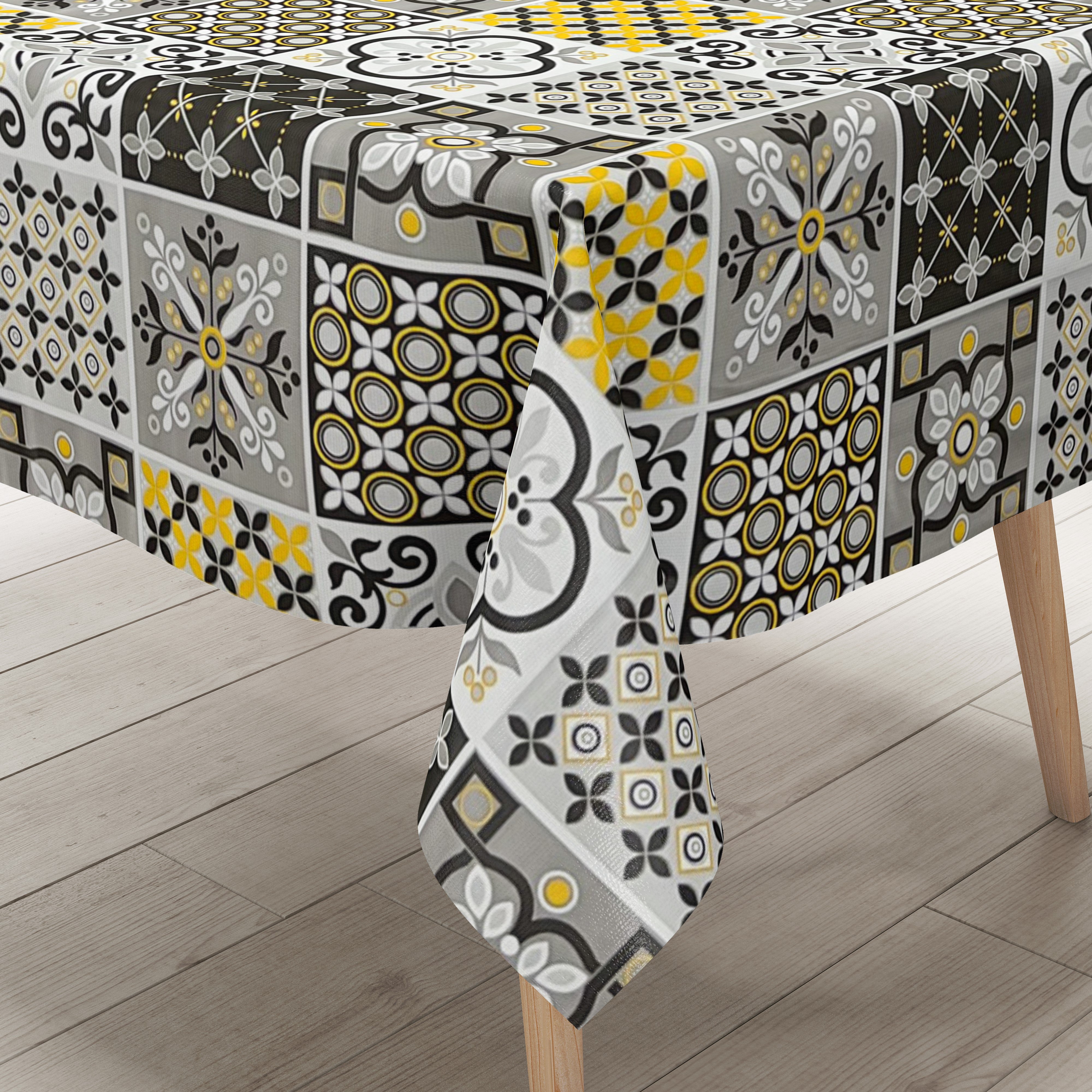 Wachstuch Tischdecke C141081 gelb grau Fliesen Mosaik Portugal mediter –