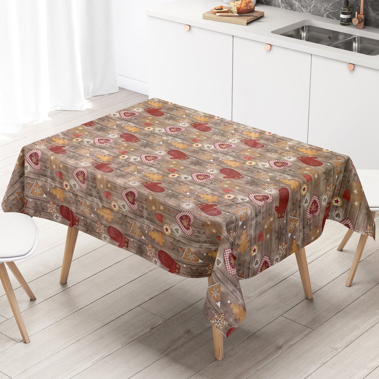 KEVKUS Wachstuch Tischdecke C141511 Weihnachten Advent Holz wählbar in eckig, rund und oval -