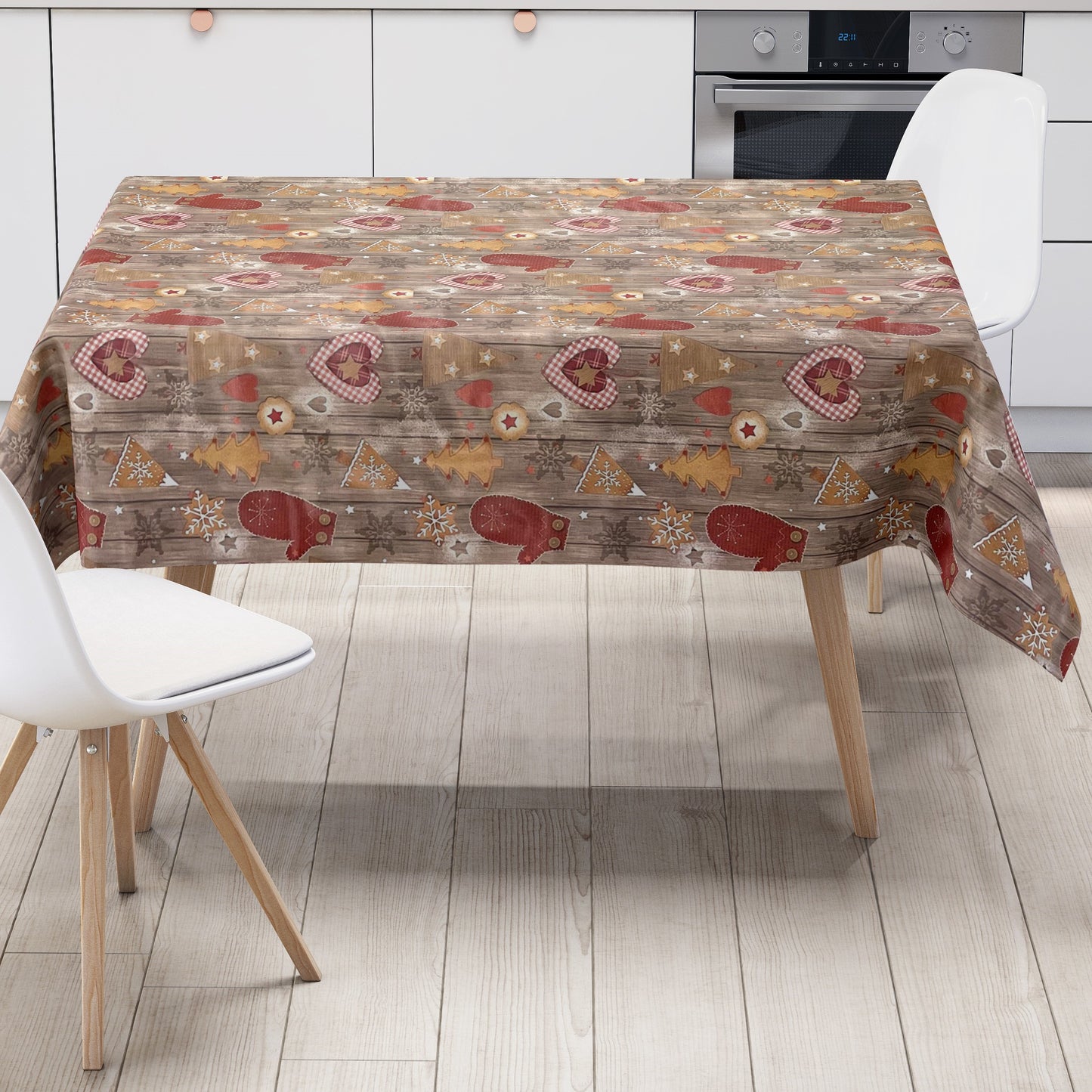 KEVKUS Wachstuch Tischdecke C141511 Weihnachten Advent Holz wählbar in eckig, rund und oval -