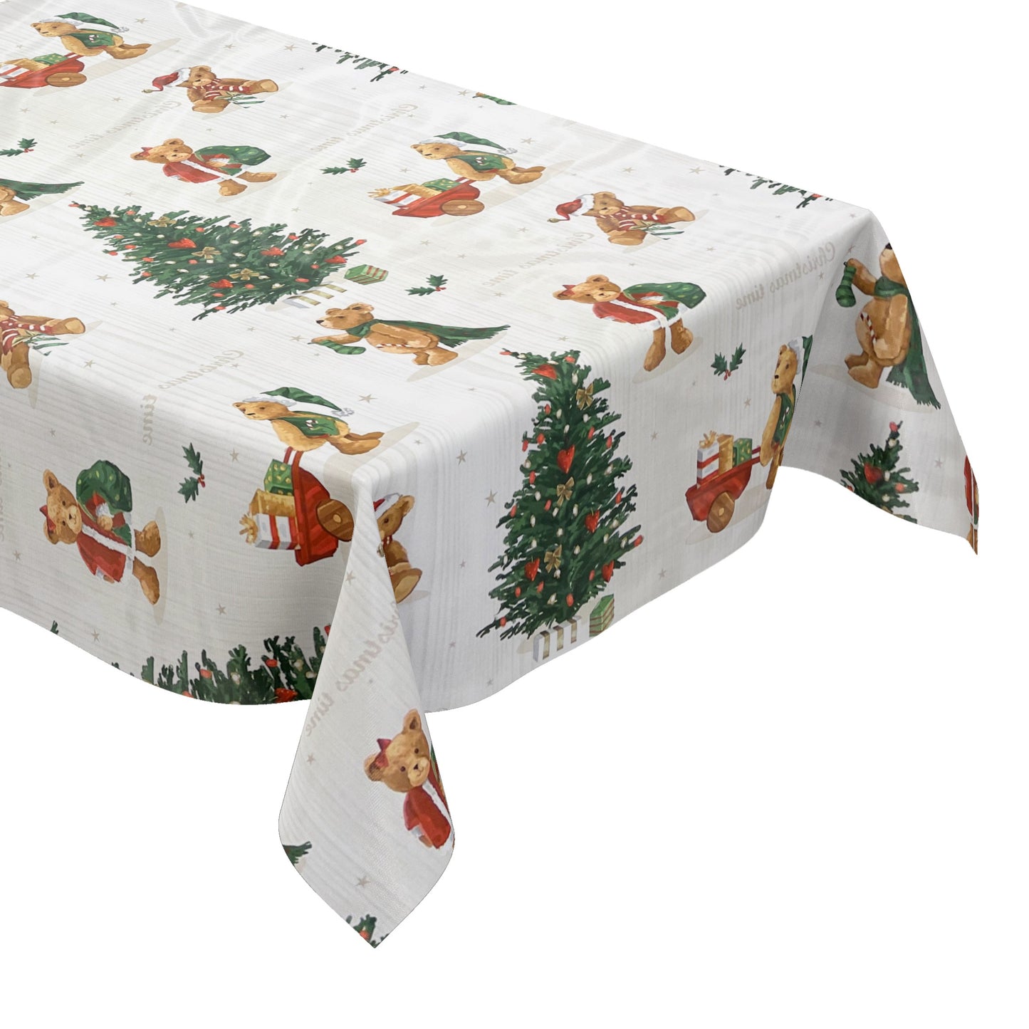 KEVKUS Wachstuch Tischdecke C141531 Weihnachten Teddy wählbar in eckig, rund und oval -
