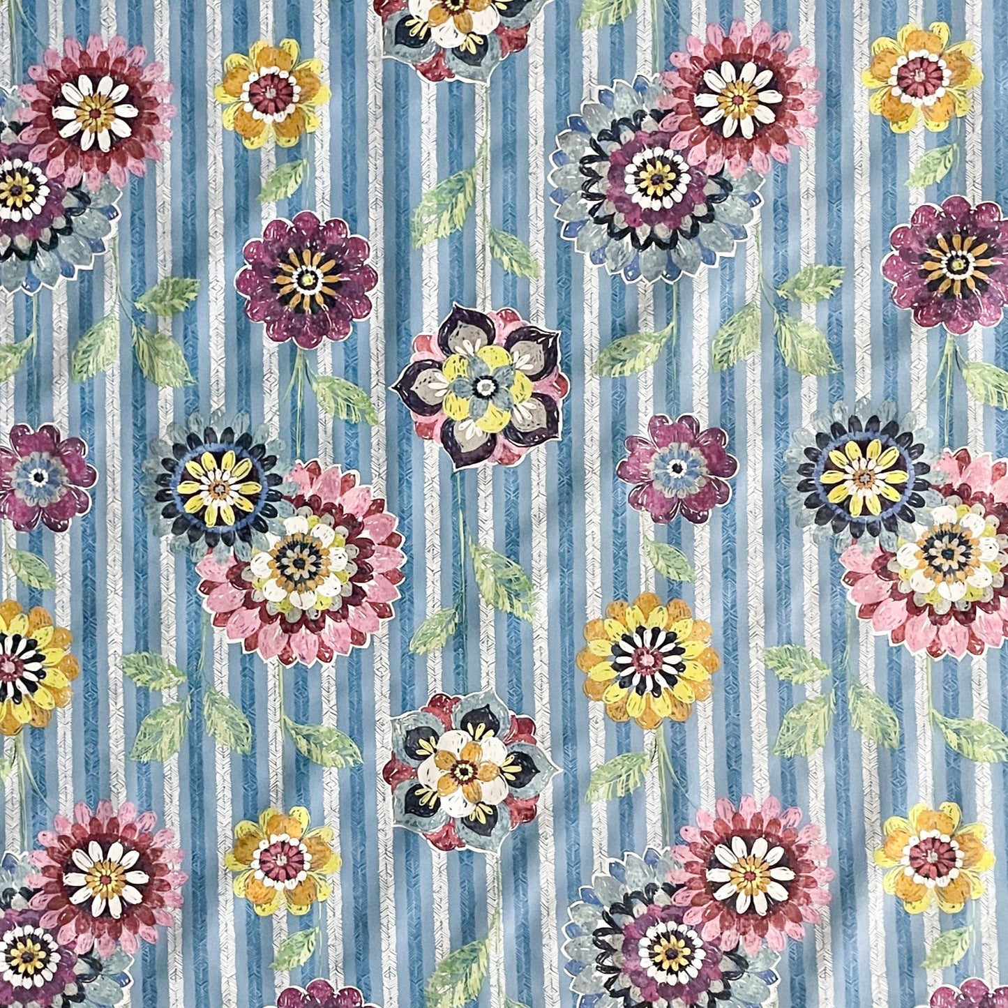 Wachstuch Tischdecke Blumen Blüten gestreift