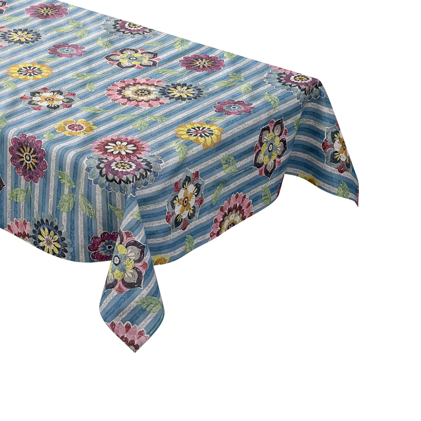 Wachstuch Tischdecke Blumen Blüten gestreift