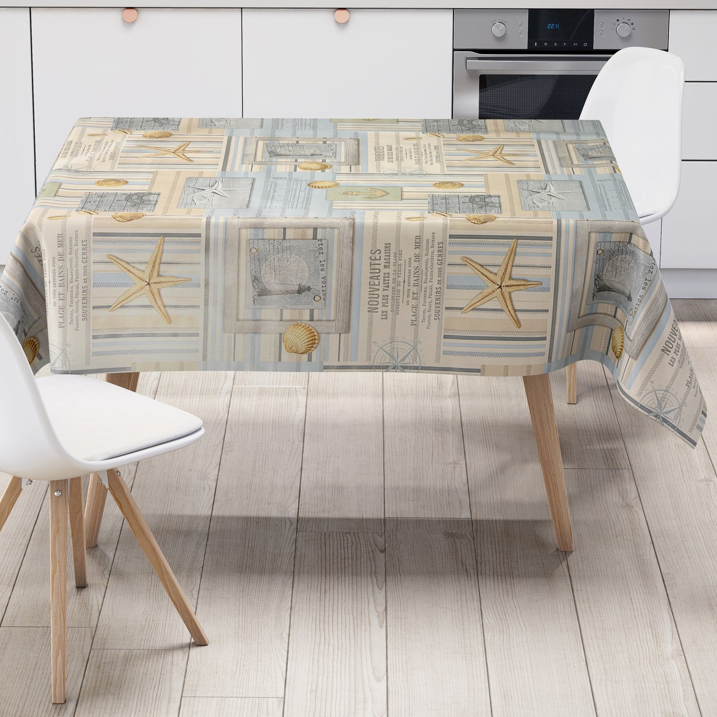 Wachstuch Tischdecke C144131 Maritim Meer Muschel Seestern eckig rund oval Meterware