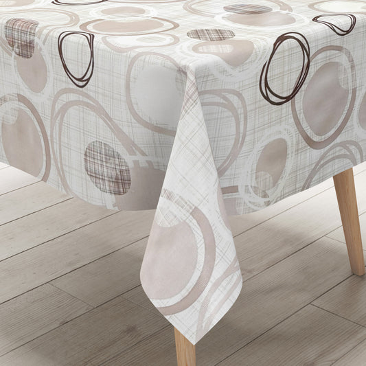 Wachstuch Tischdecke Kreise taupe