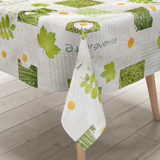 Wachstuch Tischdecke Margeriten auf Holz